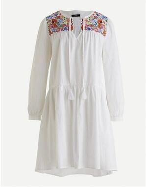 J.Crew White Embroidered Farmers Market Cotton Dress SzL NWT